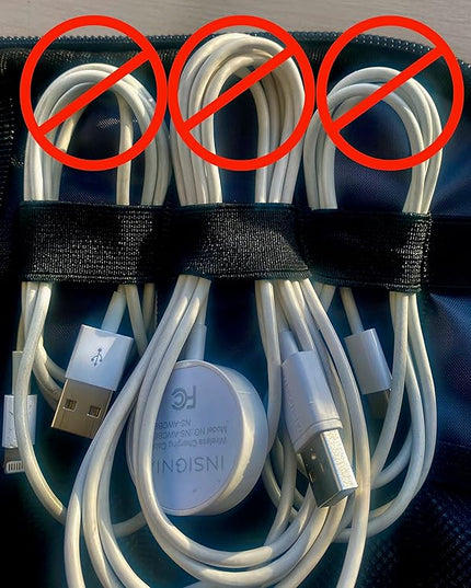 10 - USB Cable Organizer Pouches, Manage Cables, Travel Cable Oranizer, Color Coded with USB Zipper Pulls
