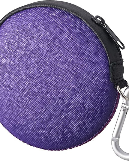 OneJoy Mini Round Coin Purse with Clip on, Lightweight Waterproof Zipper Pouch for Earbuds, Keys, Coins, Compact Travel Storage Case for Women & Men [ Purple ]