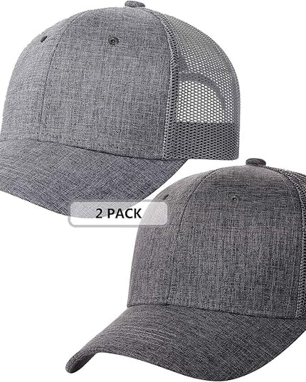 TSSGBL 2 Pack Snapback Trucker Baseball Hats Mesh Back Adjustable Blank Ball Caps for Men Women