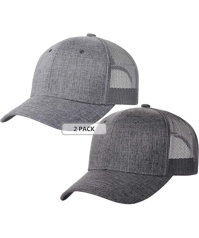 TSSGBL 2 Pack Snapback Trucker Baseball Hats Mesh Back Adjustable Blank Ball Caps for Men Women