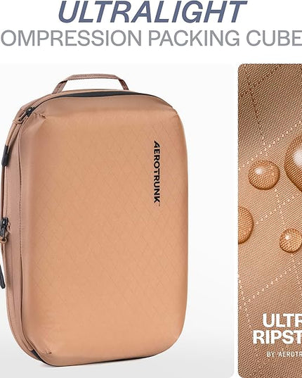 Aerotrunk Ultralight Compression Packing Cubes - Lightweight Travel Organizers for Suitcases and Luggage (6-Pack, Mocha)