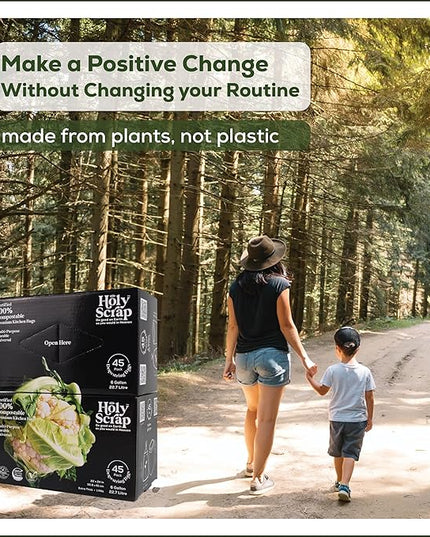 Medium Compostable Drawstring Trash Bags - 6-8 Gallon, 90 Pack | Plastic-Free Kitchen & Bathroom Garbage Bags with Drawstring Handles | Thick Bin Bag Liners for Green & Food Waste