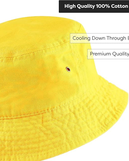 The Hat Depot Bucket Hat - Unisex 100% Cotton & Denim UPF 50 Packable Summer Travel Beach Sun Hat
