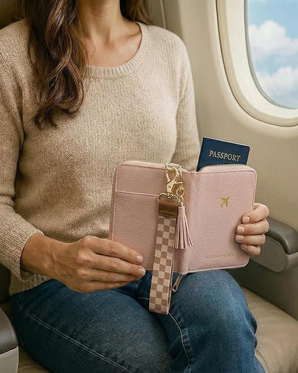 Beautiful Passport Holder for Travel with Wristlet Strap - All-in-One Wallet for Women with Card Slots and Tassel Keychain - Perfect Case to Keep Your Travel Documents Organized & Safe