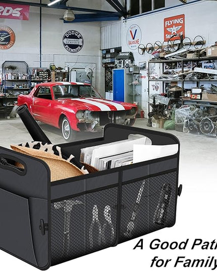 Femuar Car Trunk Organizer with 72L Large Capacity Waterproof Collapsible and 11 Pockets, Trunk Organizer for Car SUV/Jeep/Sedan, Large Size, Grey