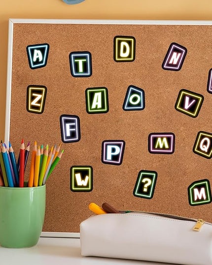 70 Pcs Alphabet Neon Stickers for Kids, Vinyl Letters A-Z Water Bottle Decals for Teens, Waterproof Skateboard Decor for Adults Kids Girls Boys