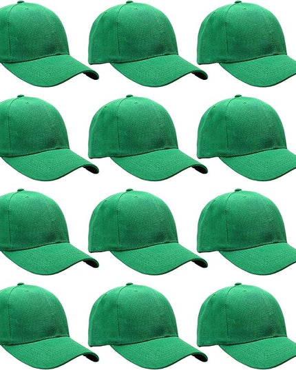 Falari Wholesale Bulk Lot 12-Pack Baseball Cap Adjustable Size Plain Blank Solid Color