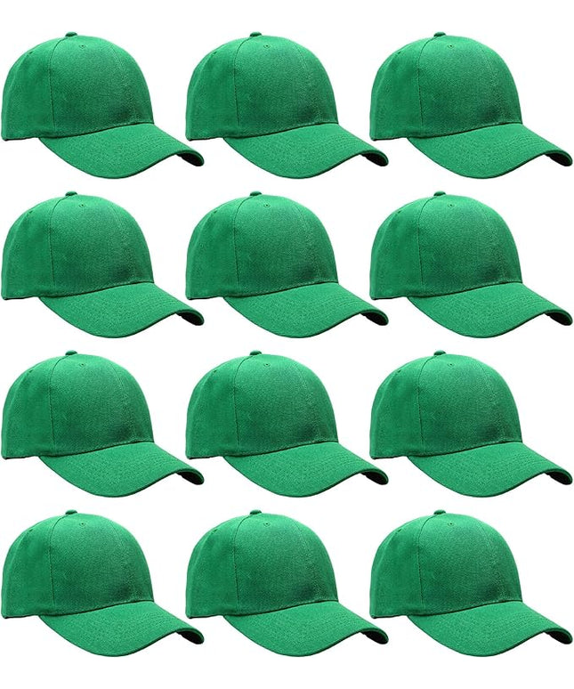 Falari Wholesale Bulk Lot 12-Pack Baseball Cap Adjustable Size Plain Blank Solid Color