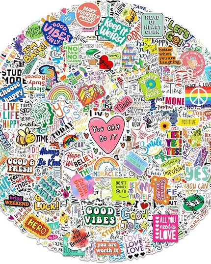 Greingways 300 PCS Inspirational Stickers for Adults, Motivational Water Bottle Stickers for Teens Kids Teachers, Journaling Scrapbook Laptop Positive Quote Vinyl Sticker for Vision Board Supplies