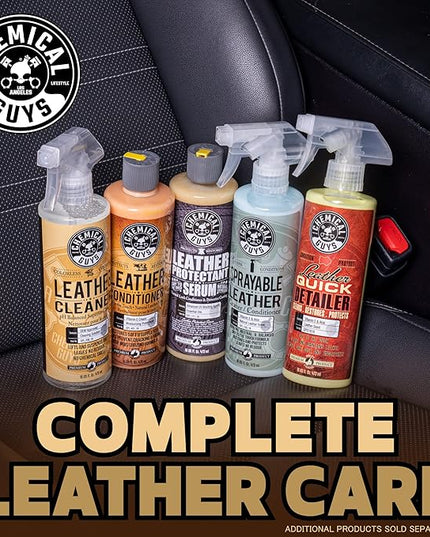 Chemical Guys Colorless and Odorless Leather Cleaner - Safe for Natural, Synthetic, Faux, and Pleather, Car Interior Cleaner, Safe for Furniture, Boots, Apparel, & More - 16 oz