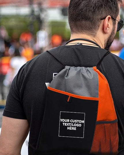 DISCOUNT PROMOS Custom Non-Woven Drawstring Backpacks Set of 10/50/100, Personalized Bulk Pack