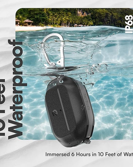 Keybudz for AirPods Pro 2 Case with Lock - Fully Waterproof AirPods Pro 2nd Generation Case Cover - Keychain, Rugged Tough Protection, Hard Shell and Carabiner for USB-C/Lightning (Carbon Black)