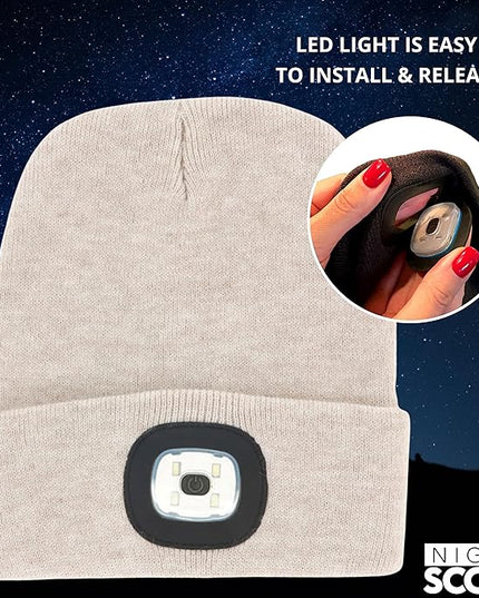 Night Scope Classic Rechargeable LED Warm Knit Beanie Head Light Hat Headlamp for Outdoor Activities