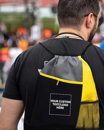 DISCOUNT PROMOS Custom Non-Woven Drawstring Backpacks Set of 10/50/100, Personalized Bulk Pack