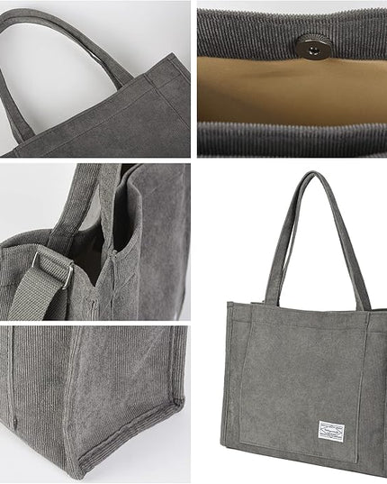 Valleycomfy Corduroy Tote Bag for Women Travel Crossbody Bag Purse Women Shoulder Bags Work Handbags Everyday Hobo Bag