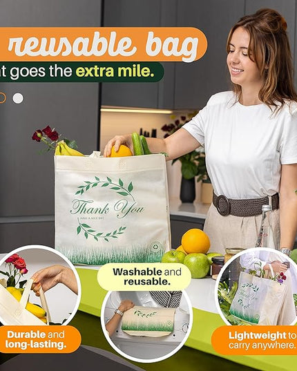 Simply Cool Reusable Grocery Bags Eco-Friendly - Reusable Shopping Bags, Heavy Duty Grocery Bags, Foldable, Tote Bags Bulk