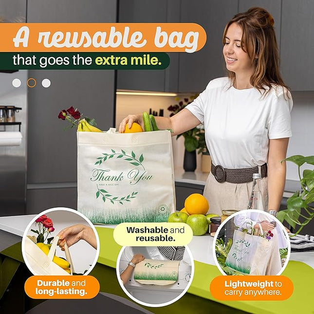 Simply Cool Reusable Grocery Bags Eco-Friendly - Reusable Shopping Bags, Heavy Duty Grocery Bags, Foldable, Tote Bags Bulk