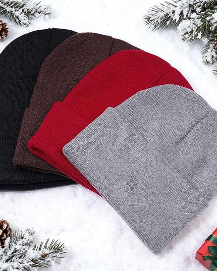 Pistha 12 Pack Beanie Hats Winter Hats for Men Women Knit Cuffed Skull Cap Warm Bulk Pack Gifts for Christmas Cold Weather