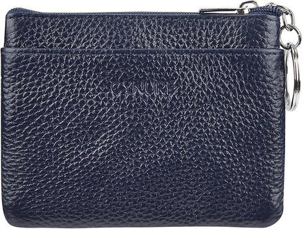 Women's Genuine Leather Coin Purse Mini Pouch Change Wallet with Keychain
