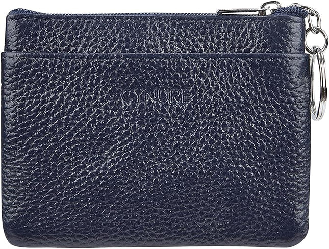 Women's Genuine Leather Coin Purse Mini Pouch Change Wallet with Keychain
