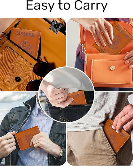HIFA Leather Passport Holder, Handmade Passport Cover with Card and Ticket Slot - Genuine Leather, Elegant Design, Easy Access - Passport Case, Passport Wallet, Passport Holder