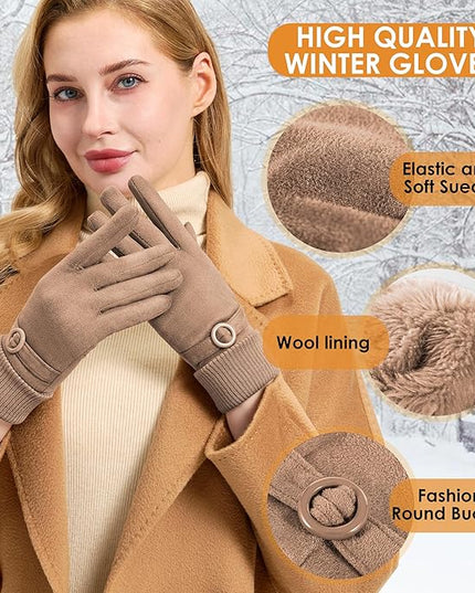 Cold Weather Womens Gloves, Winter Gloves for Women Thermal Warm Fleece Lined, Touchscreen Gloves for Christmas Gifts