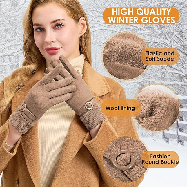 Cold Weather Womens Gloves, Winter Gloves for Women Thermal Warm Fleece Lined, Touchscreen Gloves for Christmas Gifts