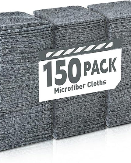 Microfiber Cleaning Cloths Bulk Pack-150 Pack, Microfiber Towels Bulk, Towels for Cars, Cleaning Rags Gray (12x12 inches)