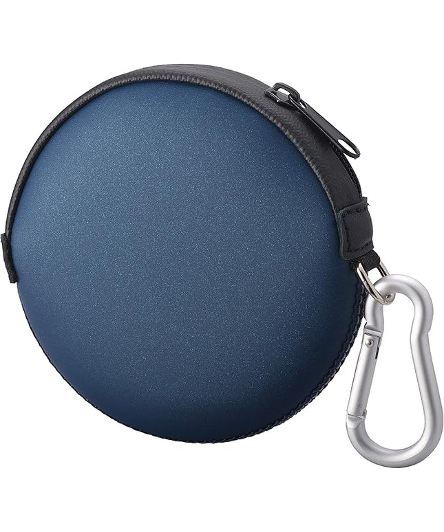 OneJoy Mini Round Coin Purse with Clip on, Lightweight Waterproof Zipper Pouch for Earbuds, Keys, Coins, Compact Travel Storage Case for Women & Men; Xmas Gift [ Navy ]