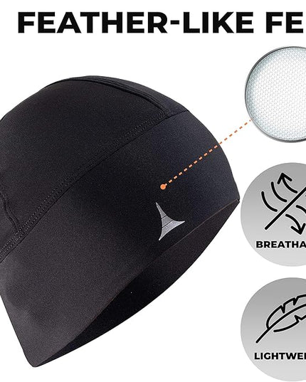 Helmet Liner Sweat Wicking Skull Cap Beanie. Ultimate Performance Moisture Wicking. Fits Under Helmets