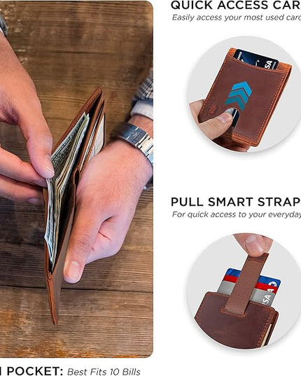 SERMAN BRANDS RFID Blocking Slim Bifold Genuine Leather Thin Minimalist Front Pocket Wallets for Men Billfold Wallet Men Gift
