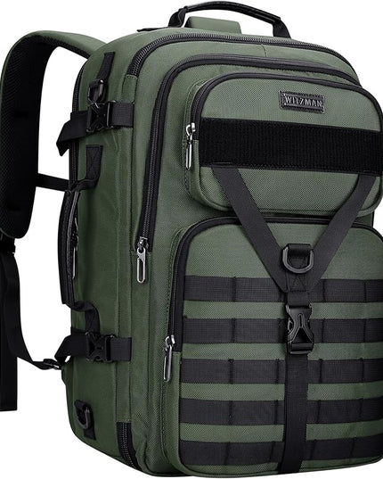 WITZMAN Carry On Travel Backpack for Men Large Convertible 45L Fit 17 Inch Laptop Backpack 3 in 1 Bag for Airline Approved(B688 Army Green)
