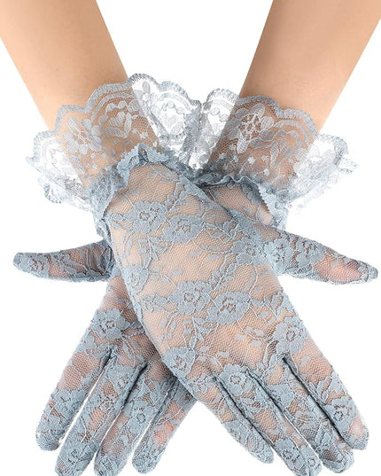 SATINIOR Ladies Lace Gloves for Women Tea Party Elegant Short Courtesy Gloves for Wedding Dinner Opera Parties