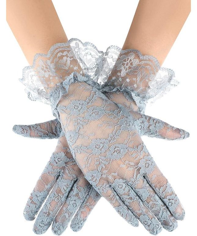SATINIOR Ladies Lace Gloves for Women Tea Party Elegant Short Courtesy Gloves for Wedding Dinner Opera Parties