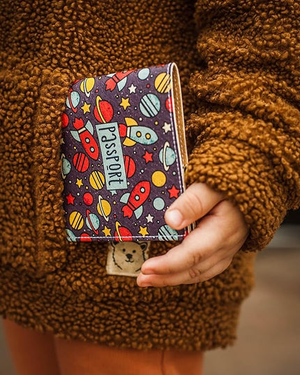 Passport Cover for Kids, Women and Men, Cute Travel Passport Holder (Dark Space)