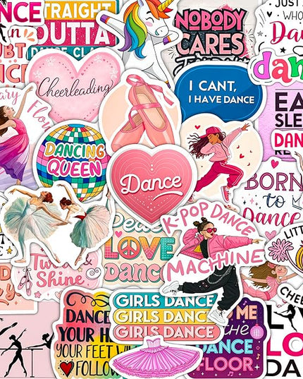 100Pcs Dance Stickers for Water Botlle, for Scrapbooking - Dancer Stickers - Gifts for Dancer - Dance Party Supplies - Gift for Women & Men