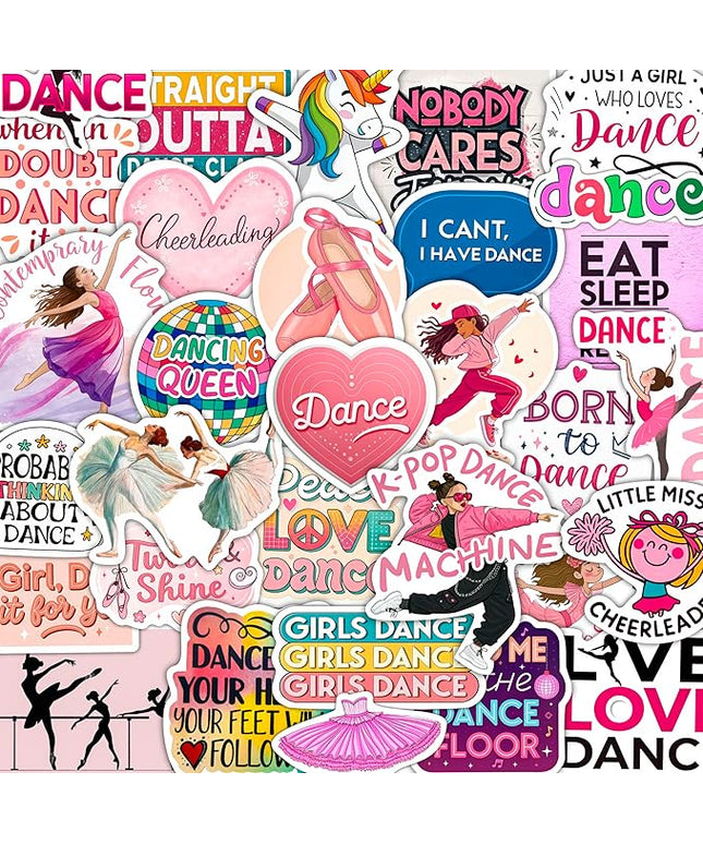 100Pcs Dance Stickers for Water Botlle, for Scrapbooking - Dancer Stickers - Gifts for Dancer - Dance Party Supplies - Gift for Women & Men
