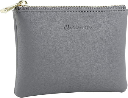 Chelmon Vegan Leather Coin Purse Pouch Change Purse With Zipper For Men Women