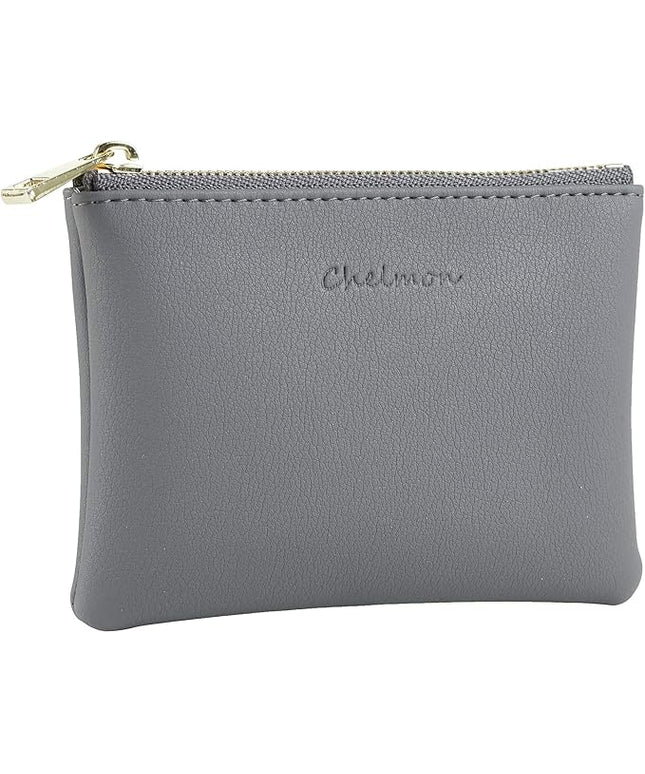 Chelmon Vegan Leather Coin Purse Pouch Change Purse With Zipper For Men Women