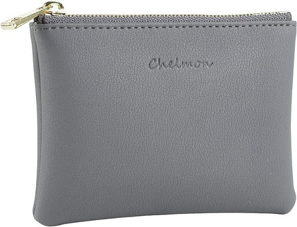 Chelmon Vegan Leather Coin Purse Pouch Change Purse With Zipper For Men Women
