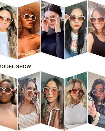 SOJOS Retro Aviator Sunglasses for Women Men,Trendy Rectangle Womens Mens Shades Sun Glasses SJ2202
