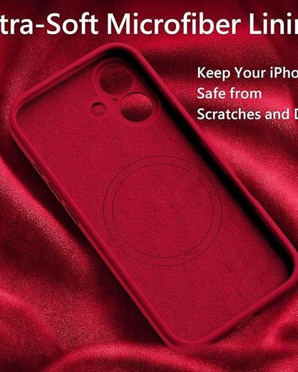 FireNova Magnetic for iPhone 17 Case, Compatible with MagSafe, [Integrated Silicone Camera Control Button] [Camera Protection] Anti-Scratch Microfiber Lining Phone Case, 6.3", Deep Red
