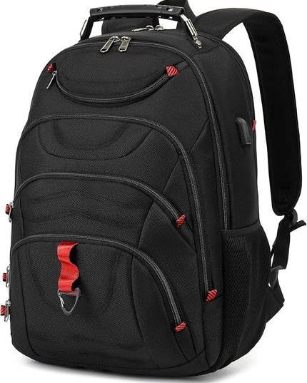 Boavan Laptop Backpack for men, 17.3 inch Laptop Bag with USB Port, Waterproof Travel Work Backpack Purse, Anti-Theft Teacher Nurse Doctor Casual Bookbags Office Business backpack ，Black