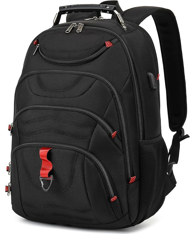 Boavan Laptop Backpack for men, 17.3 inch Laptop Bag with USB Port, Waterproof Travel Work Backpack Purse, Anti-Theft Teacher Nurse Doctor Casual Bookbags Office Business backpack ，Black