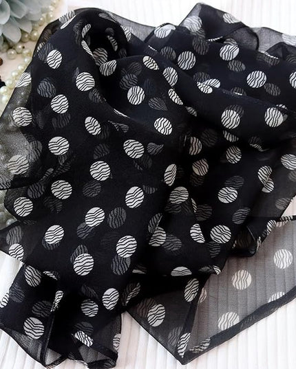 JERLA Women 100% Mulberry silk Scarf Long Large Lightweight Scarves Fashion Women Soft polka dot Print Neckerchief