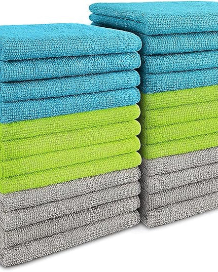 AIDEA Microfiber Cleaning Cloth-24PK, Soft Microfiber Towels for Cars, Absorbent Cleaning Rags, Lint-Free Streak-Free Wash Cloths for House, Kitchen, Window(12in.x12in)