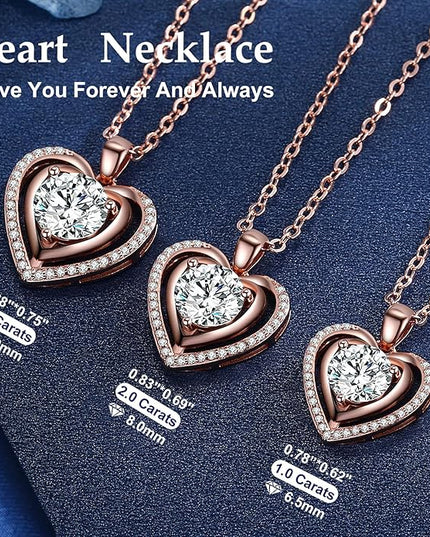 Heart Pendant Gold Necklace for Women Moissanite Lab-Created Gem I Love You Wedding Anniversary Birthday Christmas Valentine Engagements Mothers Day Jewelry for Wife Her Girlfriend Mom Daughter