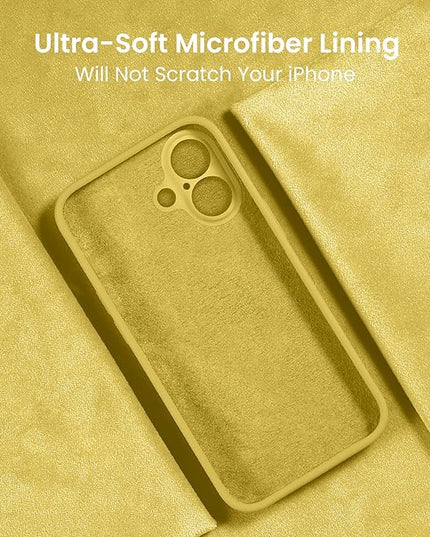 FireNova Designed for iPhone 16 Case, Silicone Upgraded [Camera Protection] Phone Case with [2 Screen Protectors], Soft Anti-Scratch Microfiber Lining Inside, 6.1 inch, Yellow