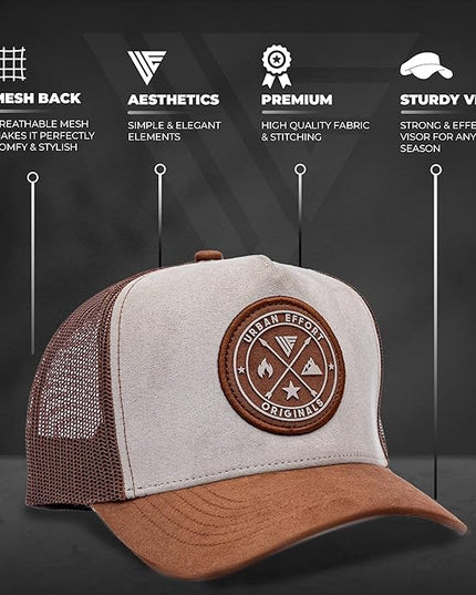 Urban Effort Mesh Back Cap - for Men and Women Baseball Hat 5-Panel Trucker Hat - Great Snapback Closure for Hunting & Hiking