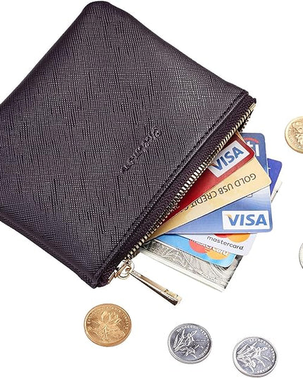 Chelmon Vegan Leather Coin Purse Pouch Change Purse With Zipper For Men Women